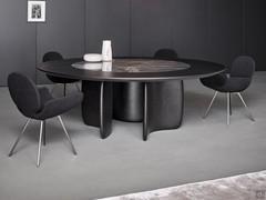 Table with central base design Mellow by Bonaldo in the round version with central ceramic insert