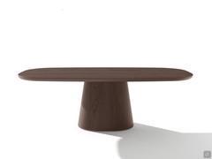 Table with conical wooden base Brixton, available with top in different shapes and sizes