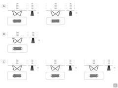 Tenso Table Models and Measurements - A) Glass and Porcelain Stoneware  B) Marble Stone C) Wood