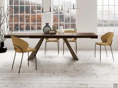 Extending dining table with metal legs Desire, with top in wood effect laminate, 8 cm thick