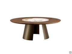 Edwin table with Canaletto Walnut wood top and central insert in Patagonia ceramic