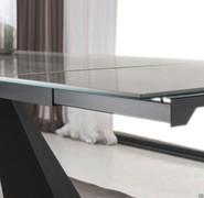 Modern glass ceramic Shore table - detail of extensions removed and in use