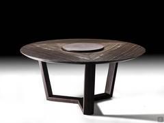 Dart Round fixed marble table with 3 segments and optional 360° rotating Lazy Susan