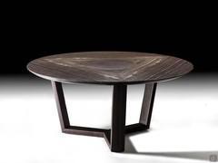 Dart Round round table with central disc covered in leather to match the legs