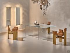 Jared all-glass table completely transparent in extra-clear terracotta glass finish