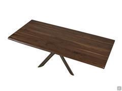 Style table in fixed rectangular version with top in solid wood and natural edges