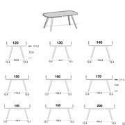 Santiago oval table, models and measurements