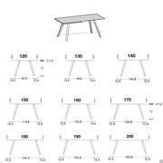 Santiago rectangular table, models and measurements