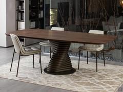 Table Vortex cm 240 x 120 in canaletto walnut wood with central base in bronze painted metal