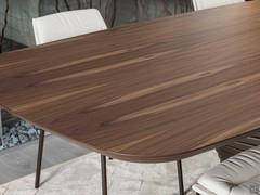 Detail of the wood top made of Canaletto walnut veneer