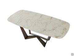 Reverse table with top in Glossy Macchiavecchia and base in Brushed Bronze metal