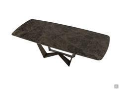 Reverse table with top in Emperador Gres stone and base in Brushed Bronze