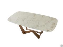 Reverse table with top in Glossy Macchiavecchia and base in Brushed Copper metal