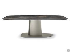 Lift-up table with a ceramic top Aviator by Cattelan with a barrel-shaped top available in multiple finishes