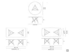 Scheme and dimensions of the table Zeta in models with thin glass, wood or marble tops