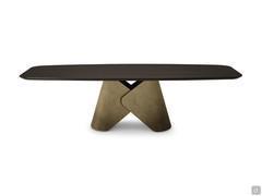 Scott by Cattelan; table with a wooden top and bevelled edge