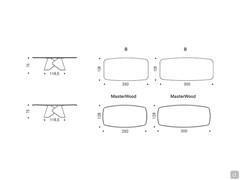 drawings and measurements of the Scott table with a wooden top and bevelled edge, or in the Masterwood version