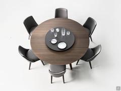 Rey wooden round table with swivel top in the centre, ideal for a dinner party with several people