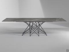 Octa by Bonaldo extendable table with central woven base, with double extension to match the top