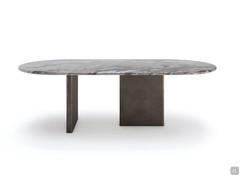 Dandelion oval table with Camouflage marble top and Luxor Titanium brushed metal legs