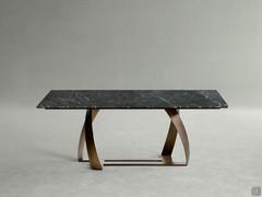 Table Bon Bon with rectangular top in Nero Marquinia marble