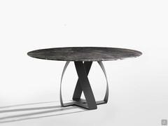 Table Bon Bon with round top made of Carnic Grey marble