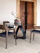 Table Bon Bon round with Carnic Grey marble top and Anthracite metal base