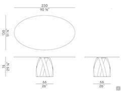 Dimensional scheme of table Bon Bon elliptical