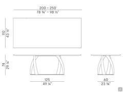 Dimensional scheme of table Bon Bon rectangular