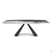 Eliot shaped rectangular table with CrystalArt CY01 glass top