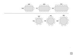 Flame table with solid wood top - Table seats scheme