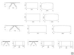 Eliot dining table with CrystalArt glass top - schemes and measurements