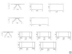 Eliot dining table with wooden top - schemes and measurements