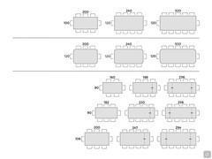 Eliot table with CrystalArt top - Table seats scheme