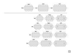 Eliot table with wooden top - Table seats scheme