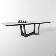 Art table by Bonaldo comes with extensions matching the top. Here in glossy calacatta ceramic stone