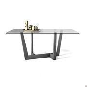 Art table by Bonaldo with painted metal base and modern design with light look