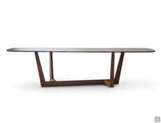 Table with crossed base in American walnut Art by Bonaldo