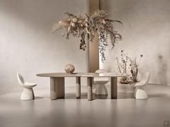 Lotus table in the Large size with 4 bases and a top consisting of two tops placed side by side with the possibility of double material