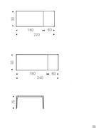 Minimalist table Boulevard by Cattelan - size scheme of extendable versions