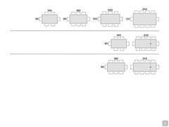  Boulevard table with glass top - Table seats scheme
