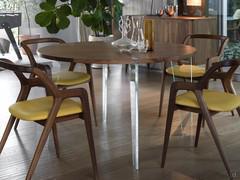 Walnut table with glass legs Sakai to match Nakama chairs