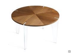 Walnut table with glass legs Sakai in Natural Walnut finish