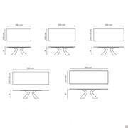 Prora table by Bonaldo - measurements for the fixed model