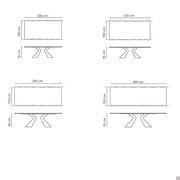 Prora table by Bonaldo - Measurements for the fixed model with natural edges