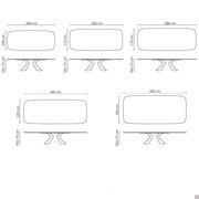 Prora table by Bonaldo - Measurements for the shaped rectangular fixed model