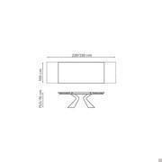 Prora table by Bonaldo - Measurements for the extendable model