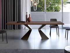 Prora extending table by Bonaldo with central base in metal and top in American walnut solid wood