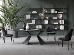 Prora table by Bonaldo in the fixed rectangular version with ceramic top