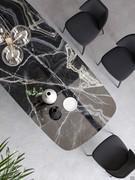 Prora extending table by Bonaldo with rectangular barrel-shaped top in Black Onyx ceramic stone